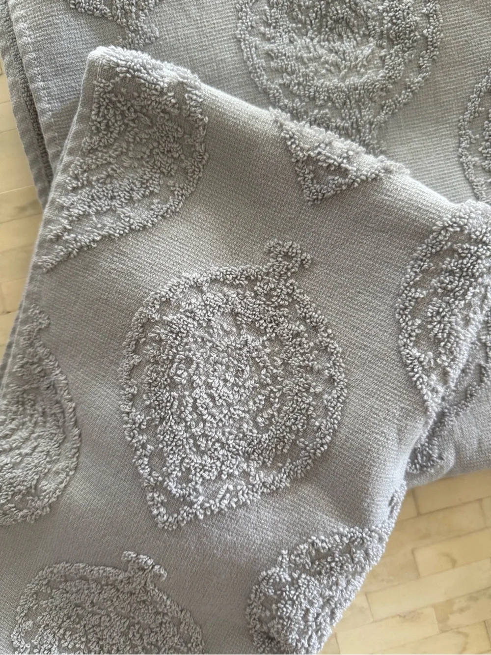 Light Gray Patterned face and Bath Towel - Unbranded